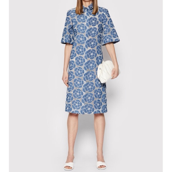 Samsoe Samsoe Floral Blue Cotton Demy Dress - Picture 1 of 10